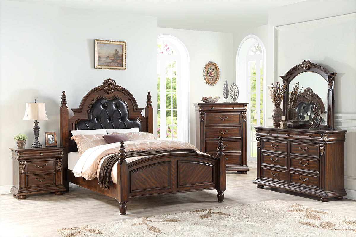 Poundex Classic and Elegant Antique Look 2 Drawer Brown Nightstand- F4986