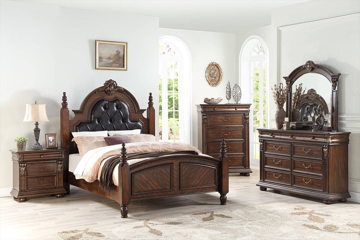 Poundex Classic and Elegant Antique Look 5 Drawer Brown Chest - F4989