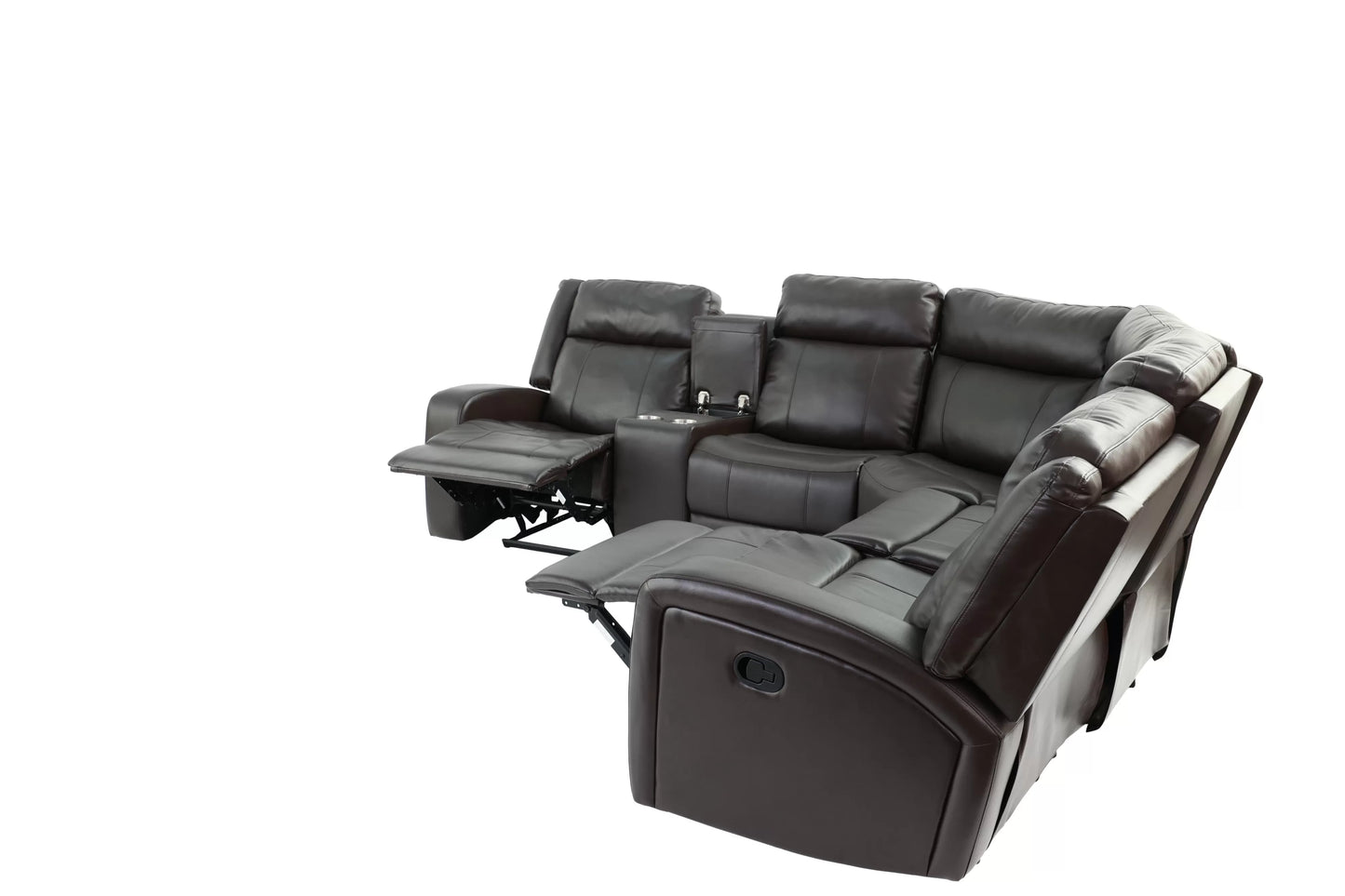 Sinbad Transitional Motion Sectional with Console - Brown