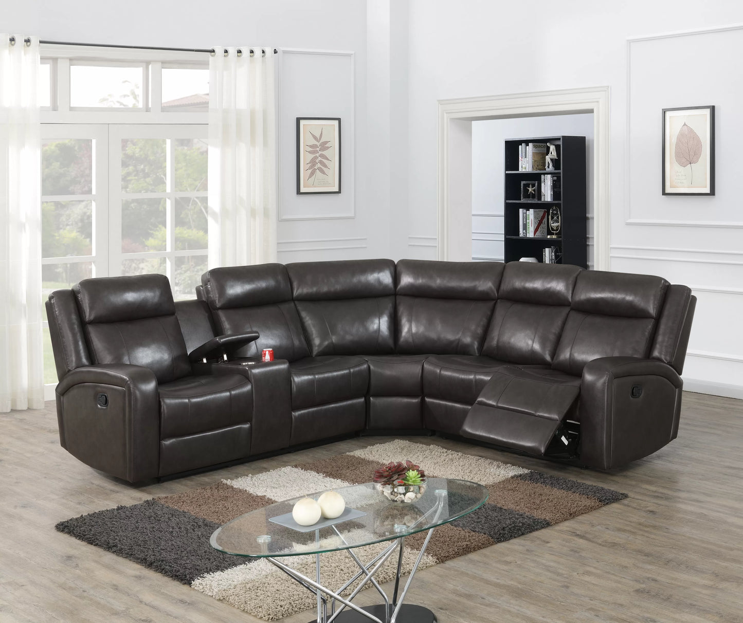 Sinbad Transitional Motion Sectional with Console - Brown