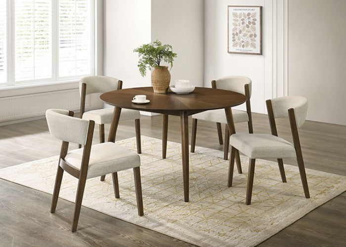 Raissa Mid-Century-Modern 52" Round Dining Table - Walnut