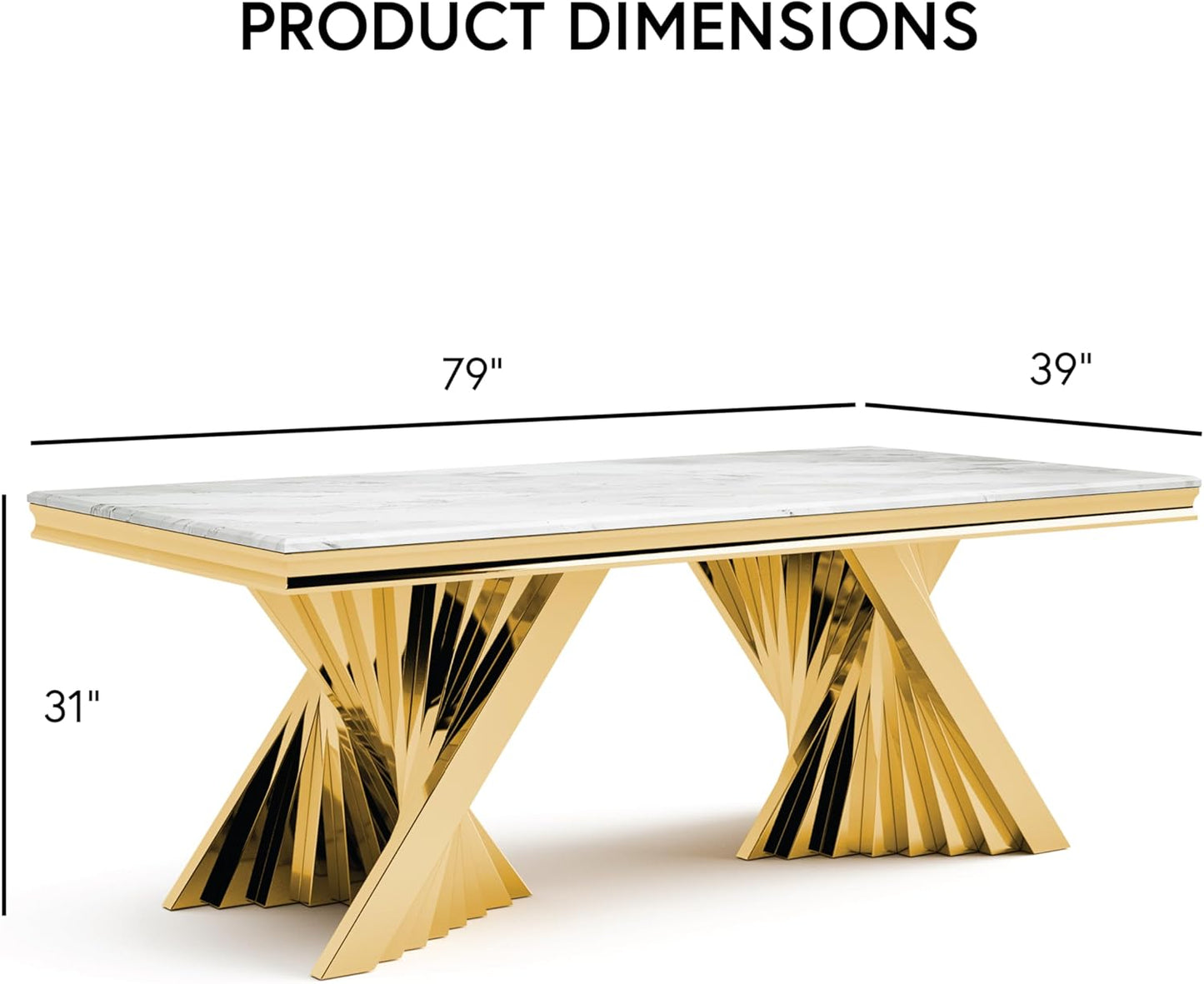 Palazzo Modern Gold Dining Table with Sintered Stone Top