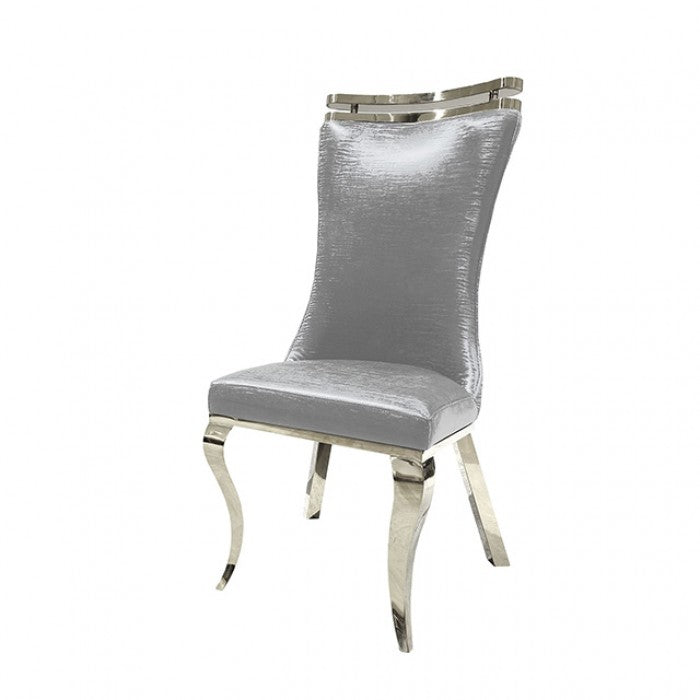 Palazzo 79" 7-Piece White Sintered Stone & Chrome Dining Set - White & Chrome
