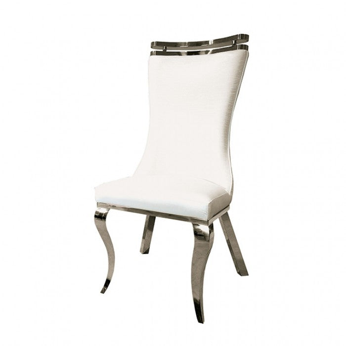 Palazzo 79" 7-Piece White Sintered Stone & Chrome Dining Set - White & Chrome