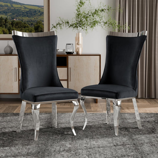 Basilicata Black Velvet Side Chairs (Set of 2)