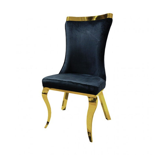 Basilicata Black Velvet Side Chairs with Gold Legs (Set of 2)