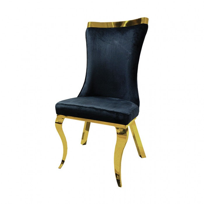 Basilicata Black Velvet Side Chairs with Gold Legs (Set of 2)
