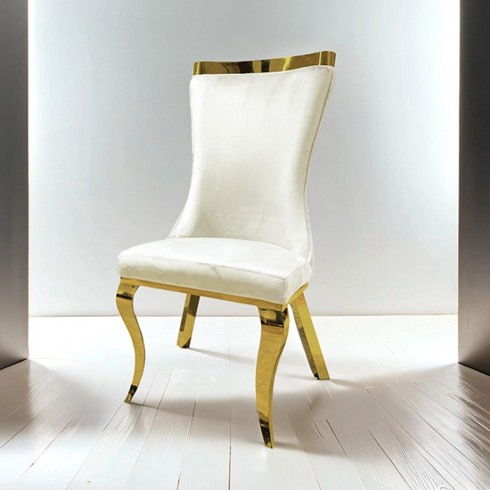 Basilicata White Velvet Side Chairs with Gold Legs (Set of 2)