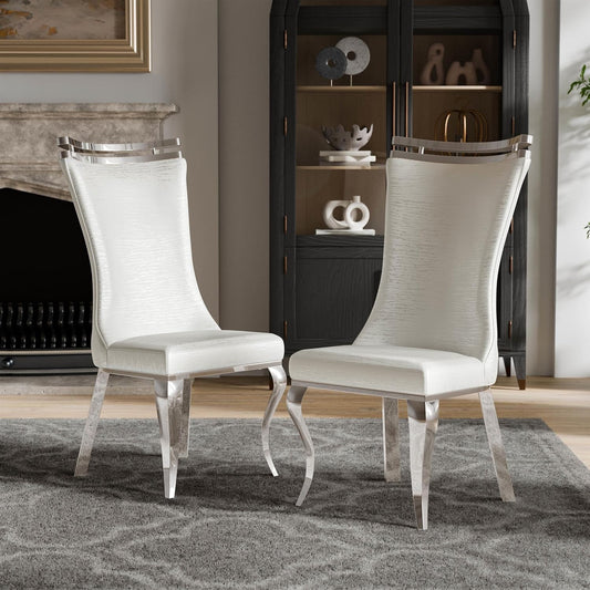 Basilicata White Tiger Print Leatherette Side Chairs (Set of 2)
