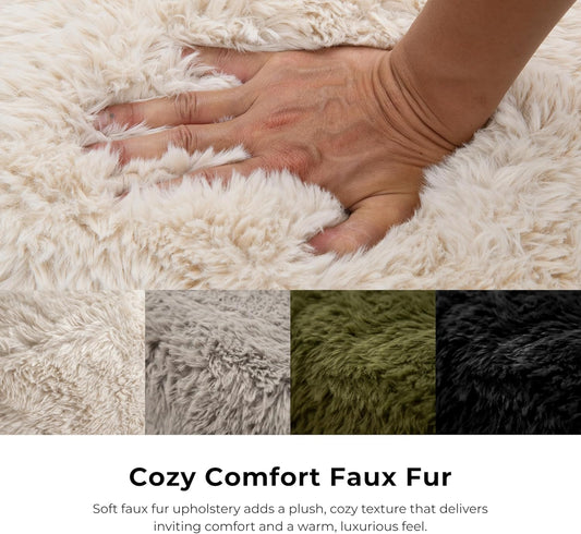 Nappi Modern Faux Fur L-Shape Sectional - Black