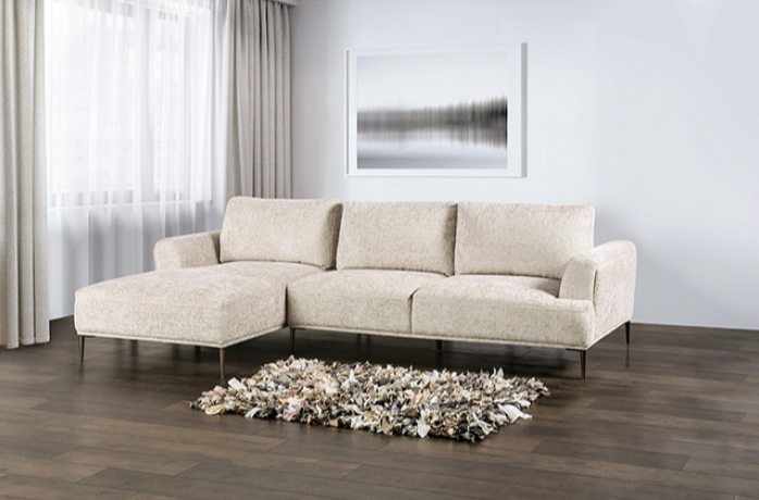 Gladbach L-Shaped Sectional in Light Brown Chenille