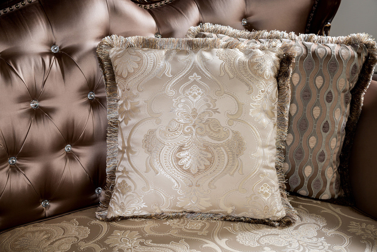 Albacete Traditional Velvet Sofa – Dark Cherry & Brown