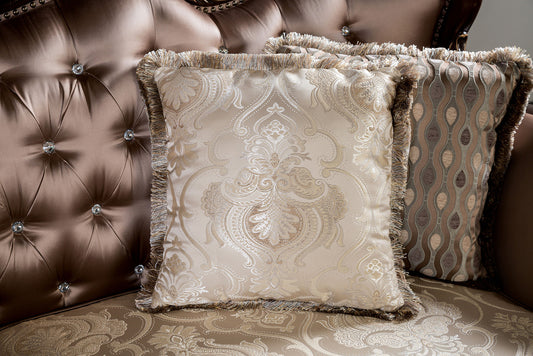 Albacete Traditional Velvet Sofa – Dark Cherry & Brown