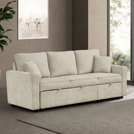 Kendal Contemporary Convertible Sleeper Sectional Sofa – Beige