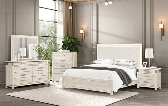 Lafayette Upholstered 4-Piece King Bedroom Set - Weathered Gray