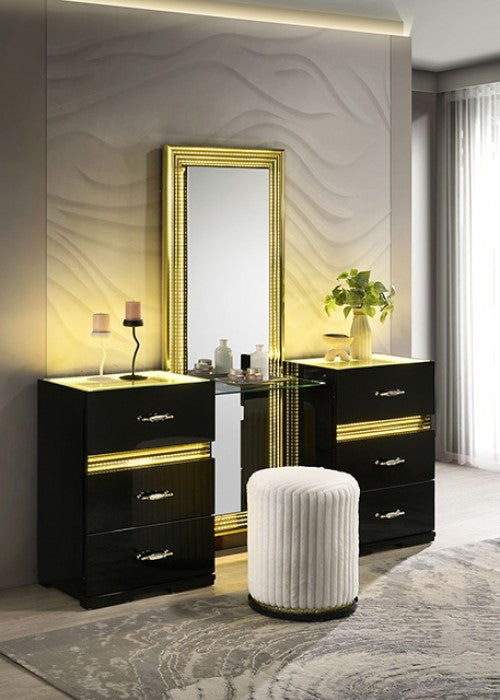 Lucida Vanity Set w/ Stool - Black
