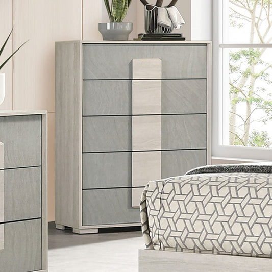 Lincolt Bedroom Chest - White Wash/Stone Gray