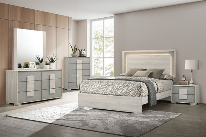 Lincolt 4-Piece Queen Bedroom Set - White Wash/Stone Gray