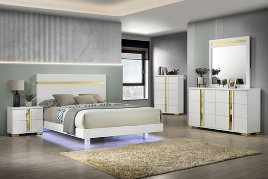 Lillestrom 4-Piece Queen Bedroom Set - White & Gold