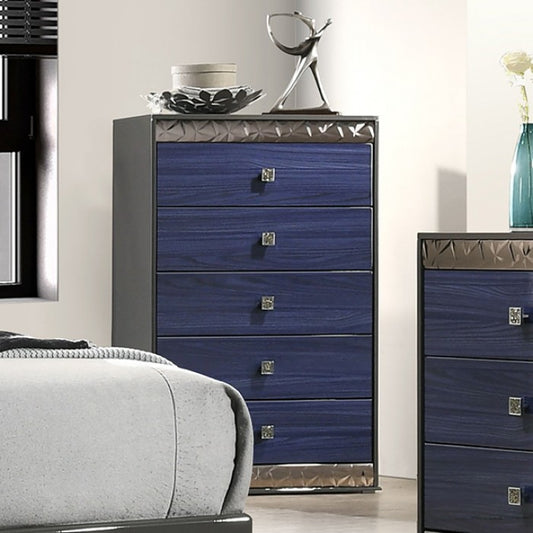 Hartlepool Bedroom Chest - Ash Gray/Indigo Blue