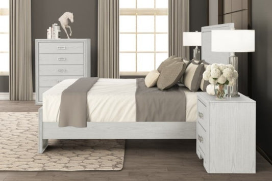 Basilone King Bed - Rustic White