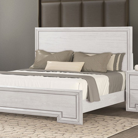 Basilone King Bed - Rustic White