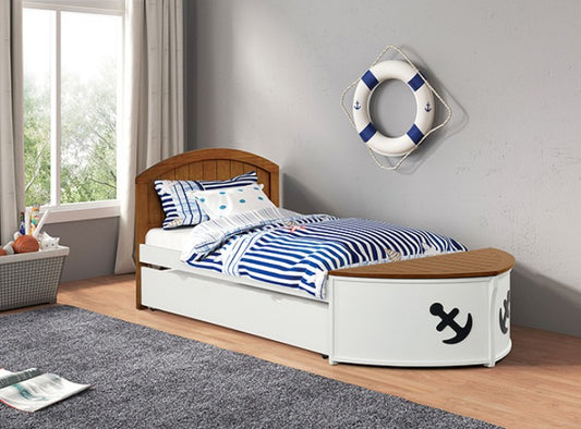 Poseidon Twin Size Captain Bed - White/Oak