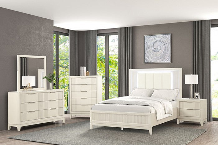 Isadore Upholstered 4-Piece King Bedroom Set - Antique White