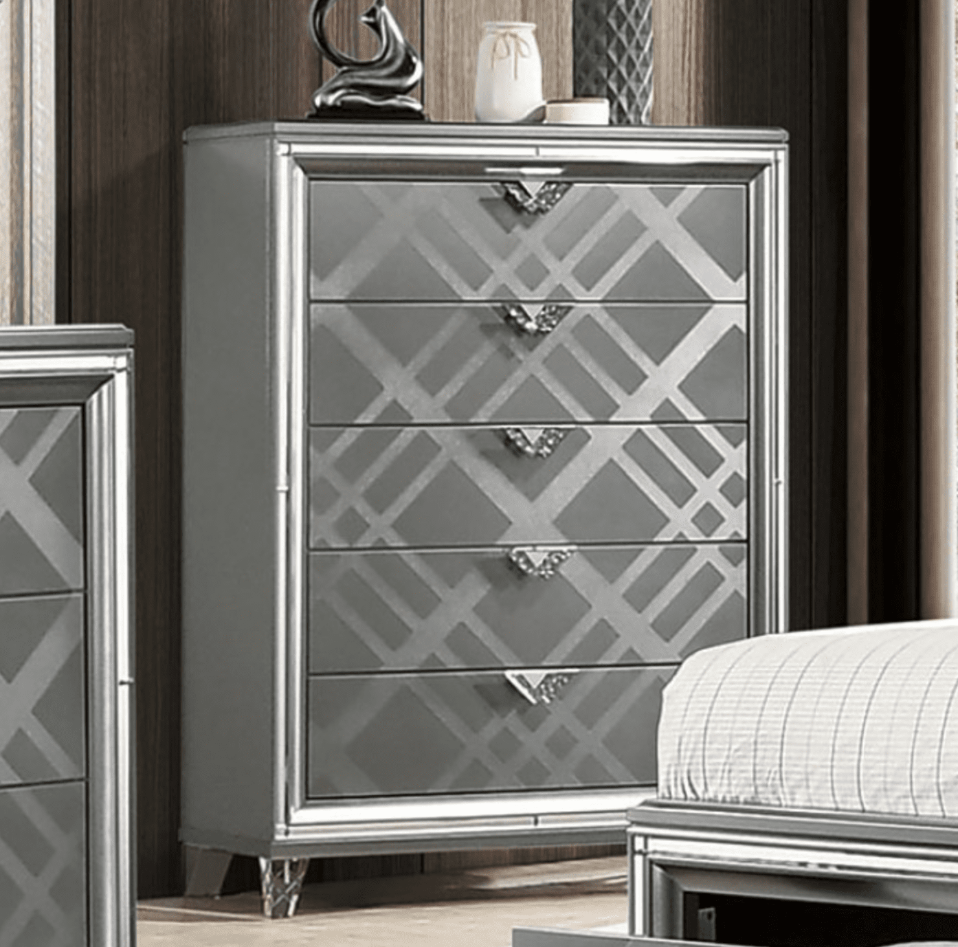 Emmeline Art Deco Style Queen Bed - Furniture of America 7147