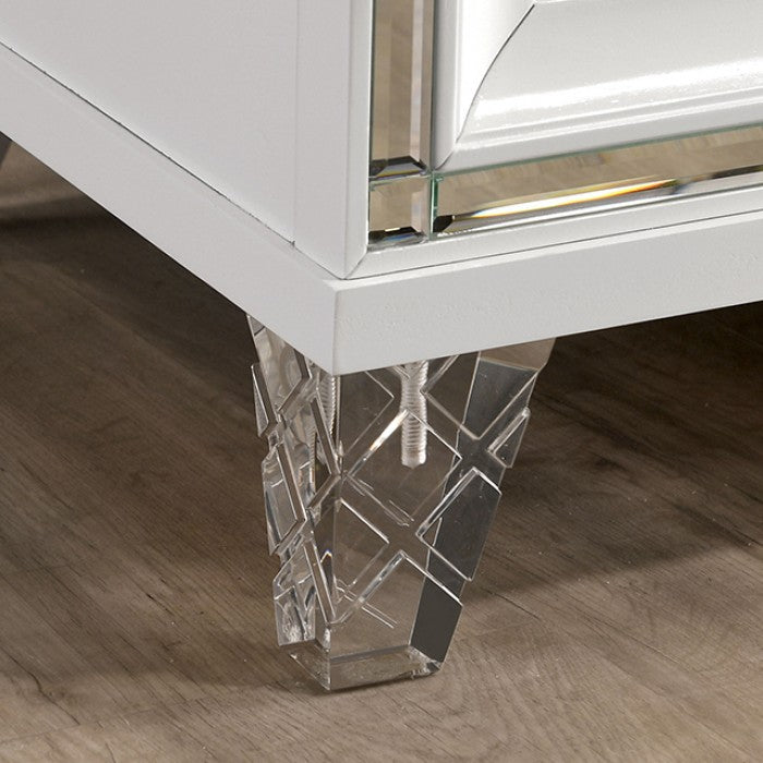 Emmeline 6-Drawer Glam Dresser with Acrylic Feet - White