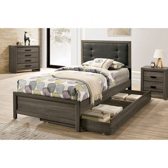 Roanne Twin Size 4 Pc Bedroom Set - Gray