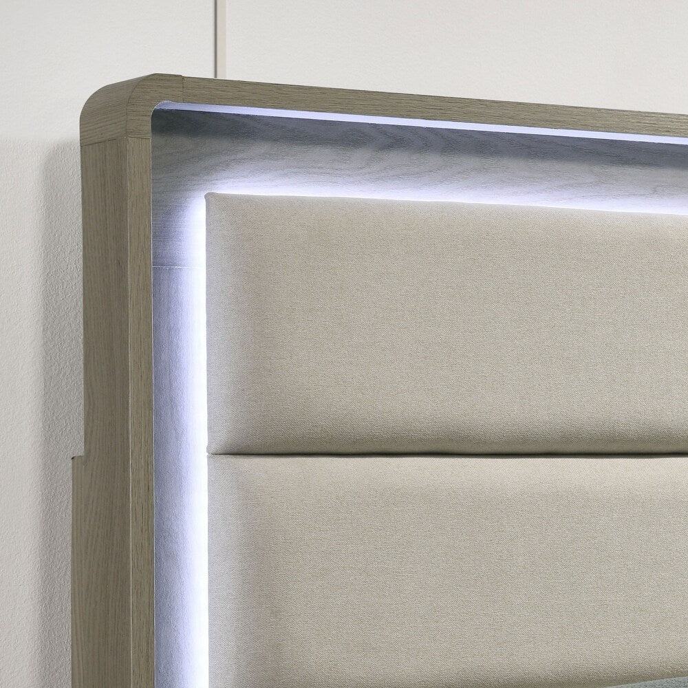 Rainier Modern Gray Bedroom Collection with LED Headboard