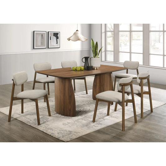Alnwick Mid-Century Modern 7-Piece Dining Set, Walnut