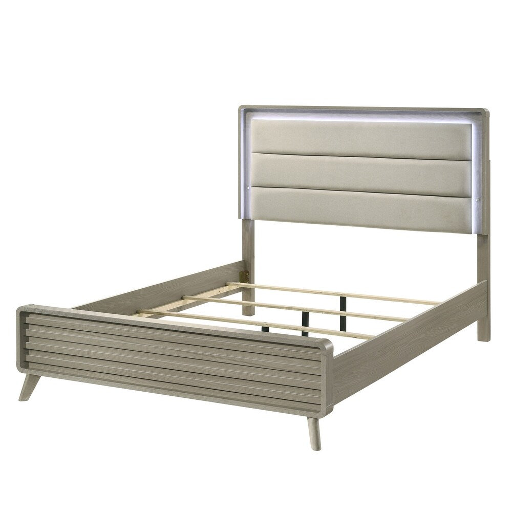 Rainier Modern Gray Bedroom Collection with LED Headboard
