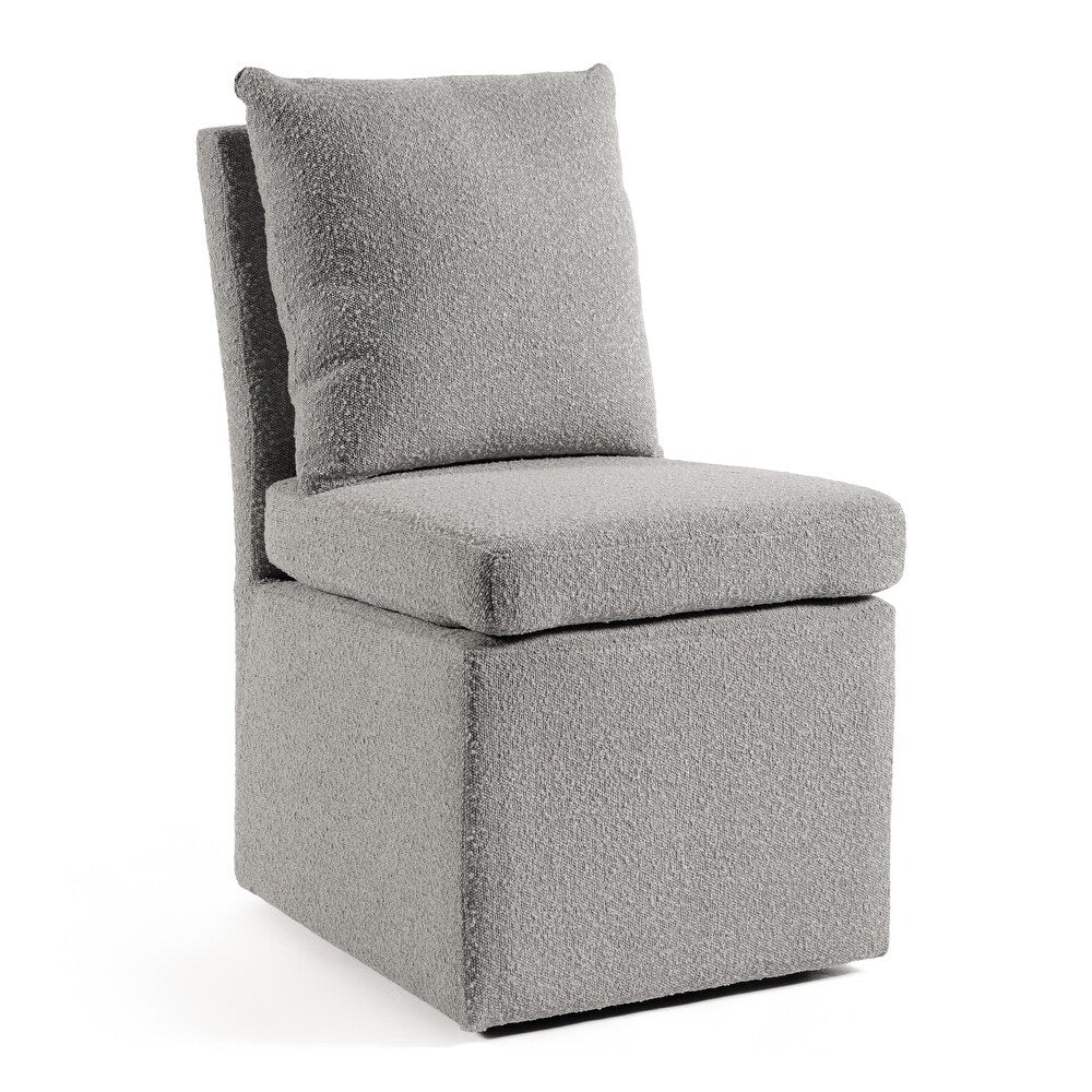 Broager Contemporary Boucle Side Chair with Caster Wheels