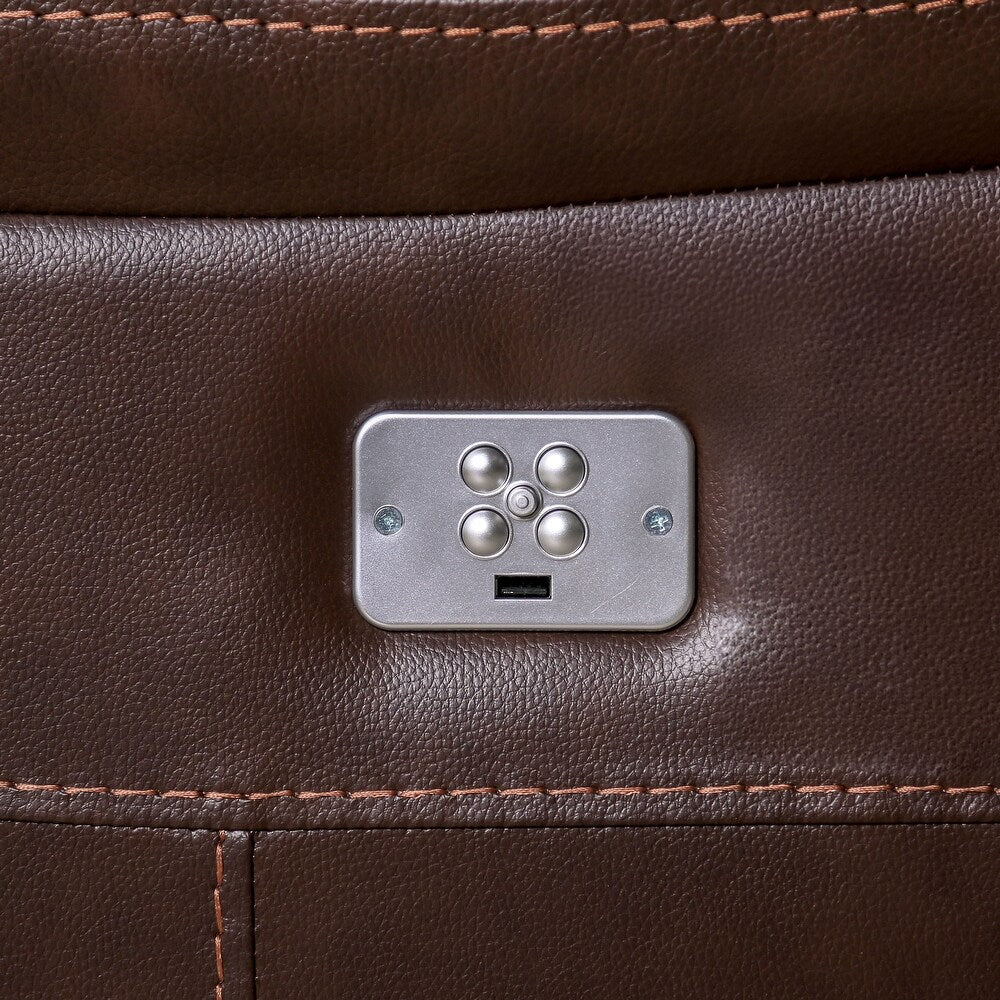 Antenor Genuine Leather Power Sofa & Loveseat Set - Brown