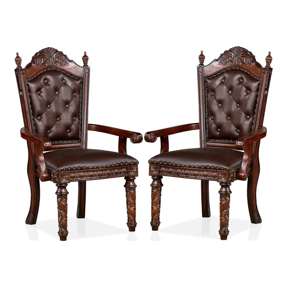 FOA Canyonville Collection Traditional Faux Wood Carved Arm Chair (Set of 2)