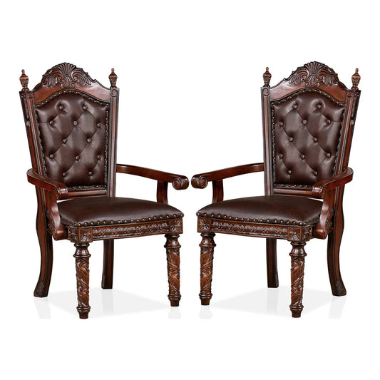 FOA Canyonville Collection Traditional Faux Wood Carved Arm Chair (Set of 2)
