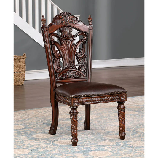 FOA Canyonville Collection Traditional Faux Wood Carved Side Chair