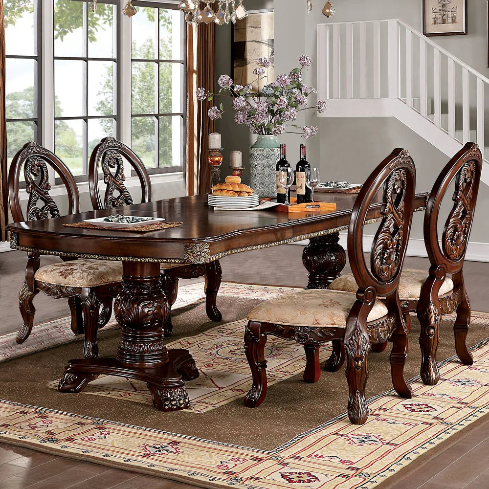 Normandy 7-Piece Traditional Double Pedestal Dining Set - Brown Cherry