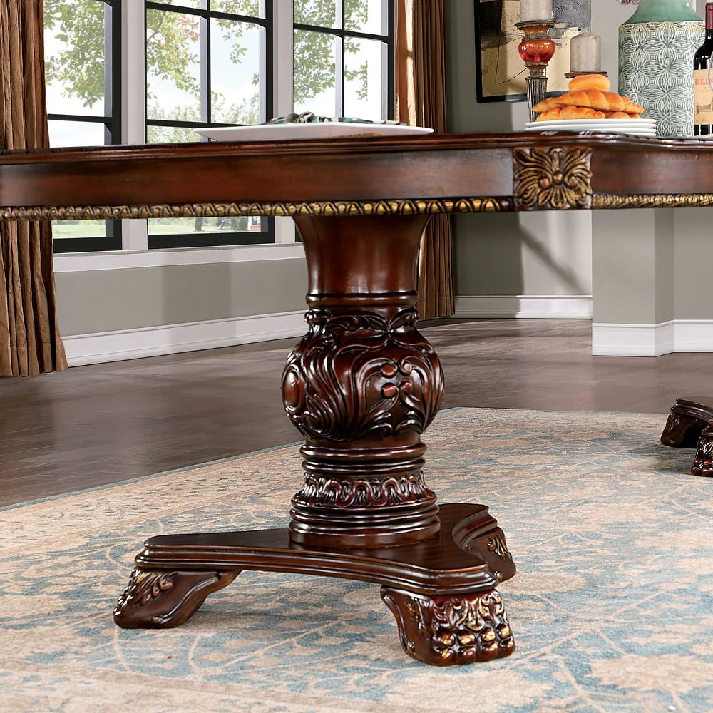 Normandy 7-Piece Traditional Double Pedestal Dining Set - Brown Cherry