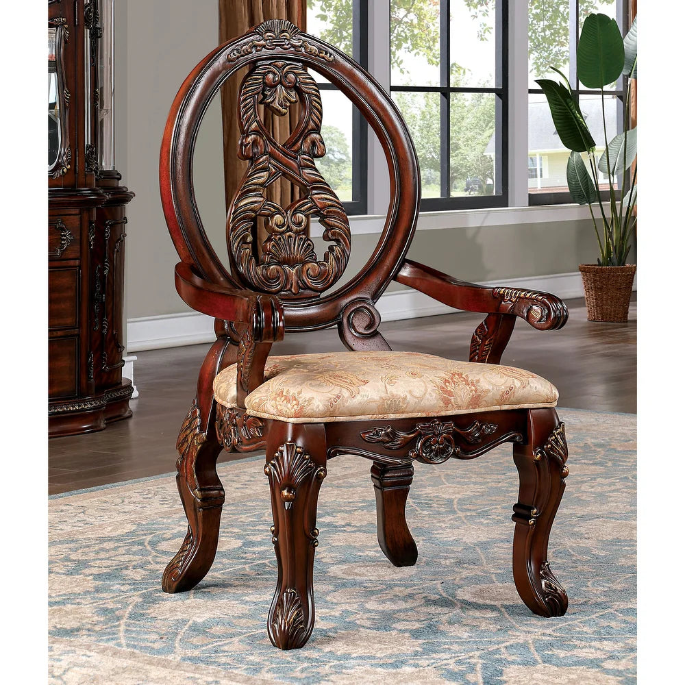 Normandy Traditional Dining Arm Chair (Set of 2) - Brown Cherry