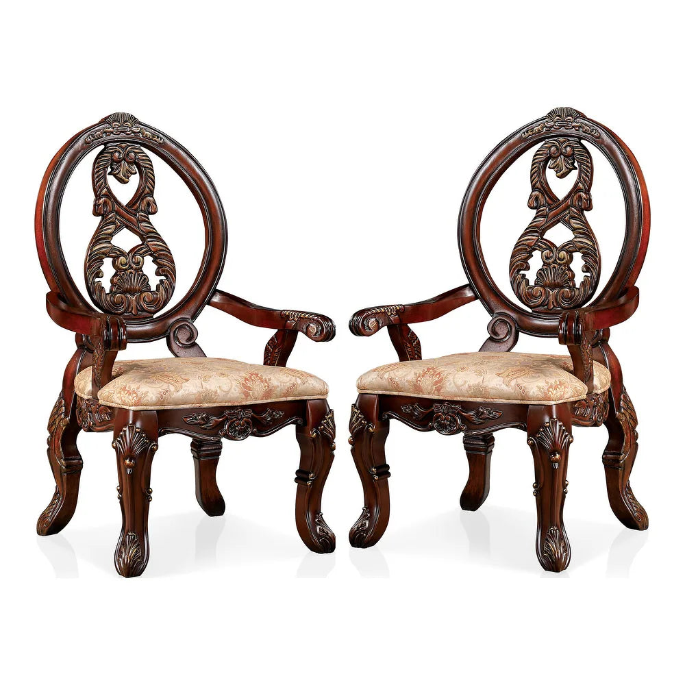 Normandy Traditional Dining Arm Chair (Set of 2) - Brown Cherry