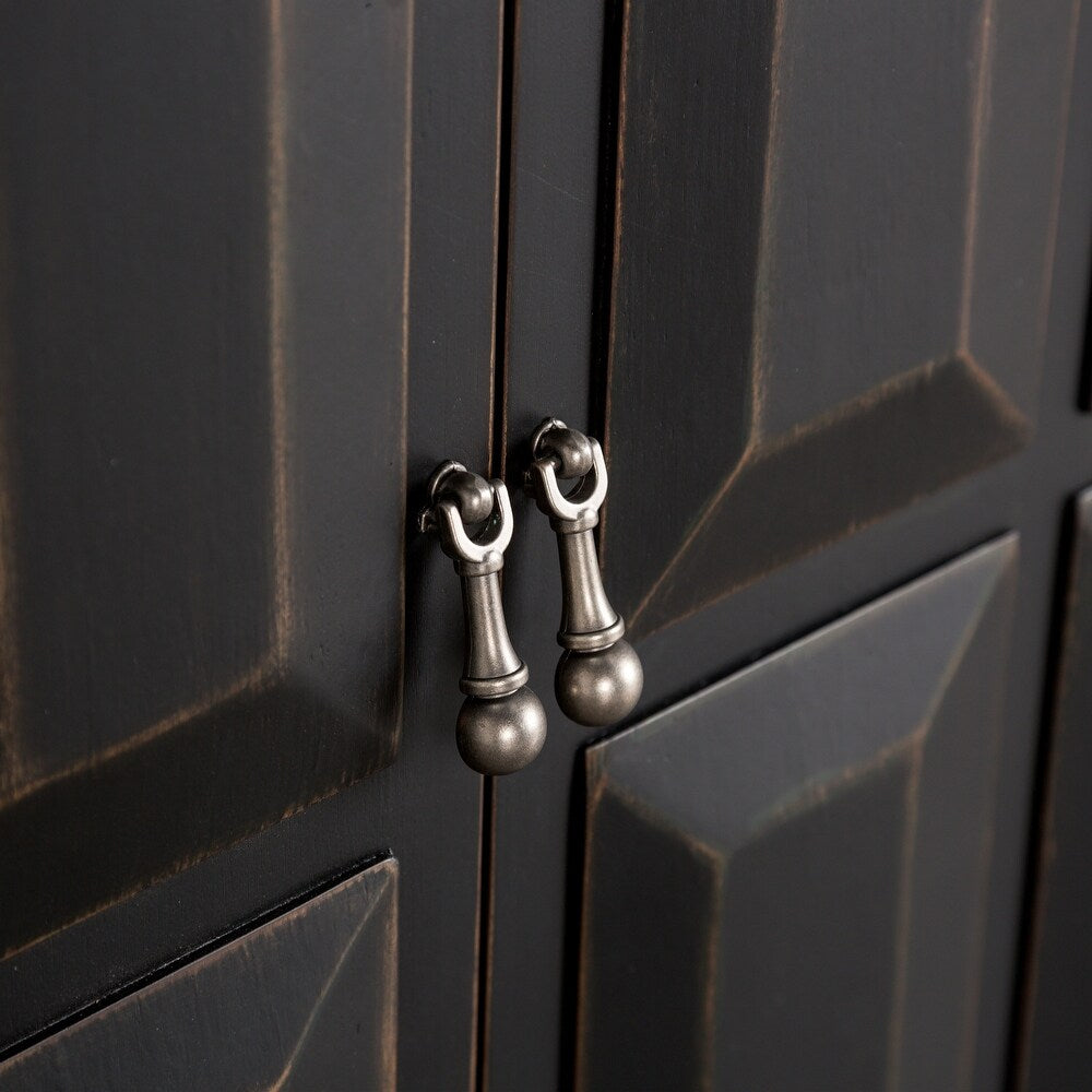 Viggo Modern Farmhouse 4-Door Cabinet in Weathered Black