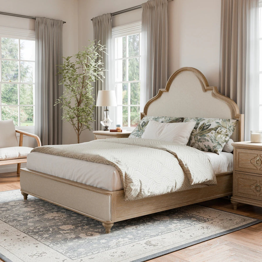 Lyris Transitional Sold Wood Bedroom Collection with Mirrored Panels