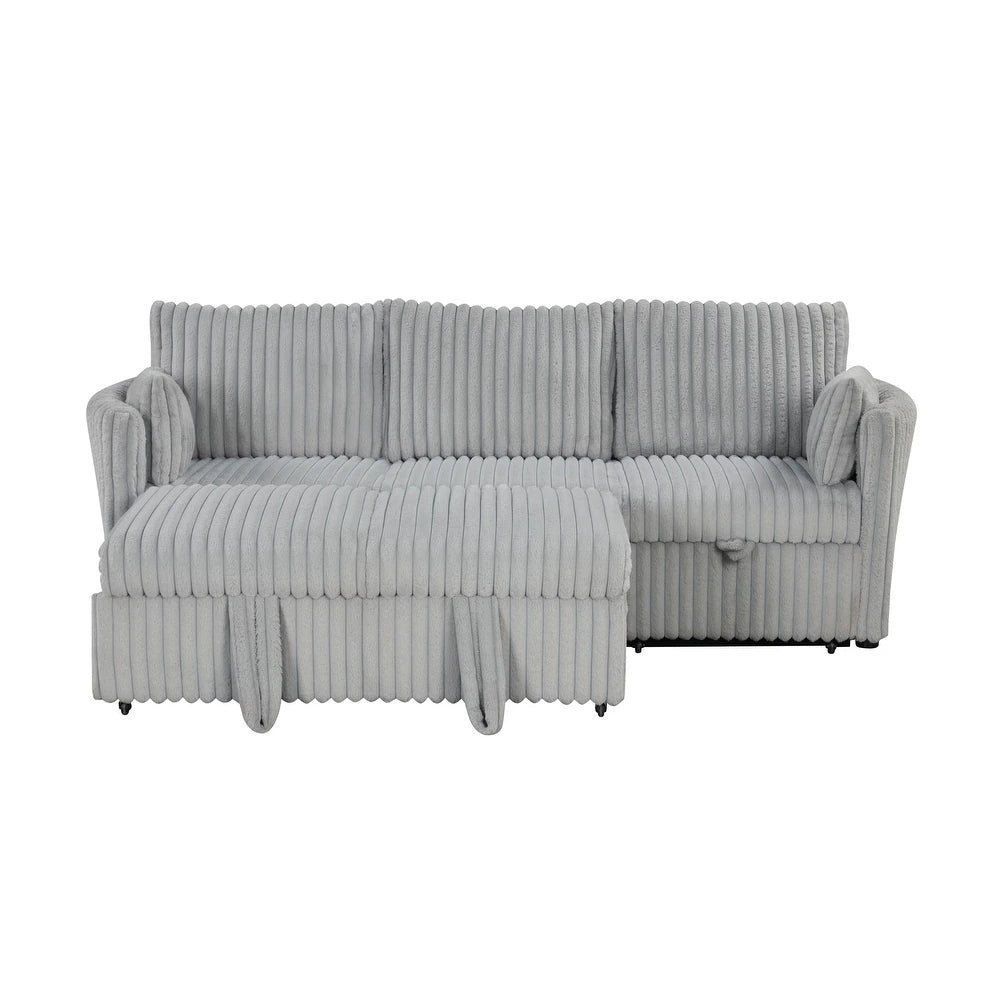 Denholme Faux Fur U-Sectional Sofa Bed with Charging Ports – Multiple Colors