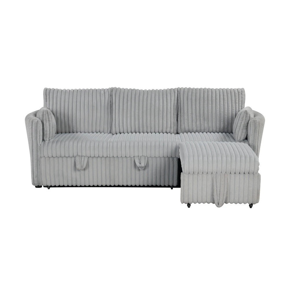 Denholme Faux Fur U-Sectional Sofa Bed with Charging Ports – Multiple Colors