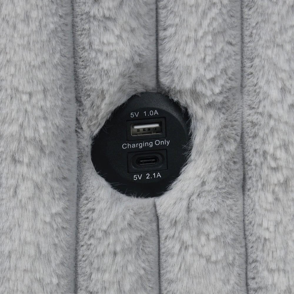 Denholme Faux Fur U-Sectional Sofa Bed with Charging Ports – Multiple Colors