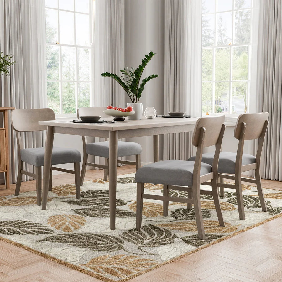 Keynes Transitional 7-Piece Wooden Dining Set with Contoured Chair, Gray