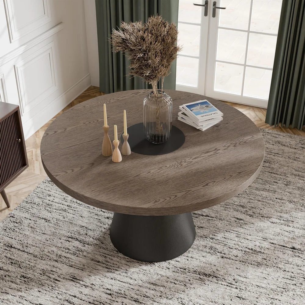 Broager Round Dining Table with Cone-Shaped Pedestal Base